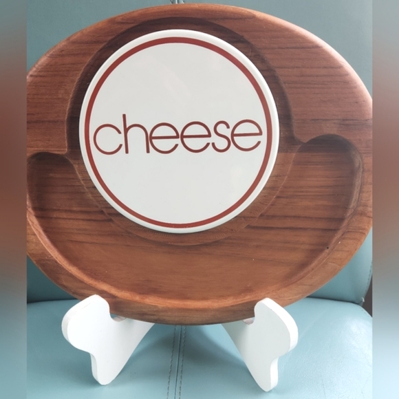 70s 80s CHEESE Wood Cutting Board w White Tile GRAPHICS  RV Home Party GOODWOOD - Picture 7 of 11